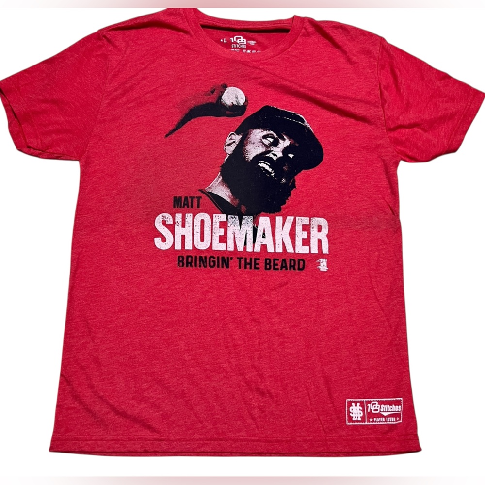 Stitches Matt Shoemaker bringing the beard Red Short Sleeve shirt tee MLB‎ large